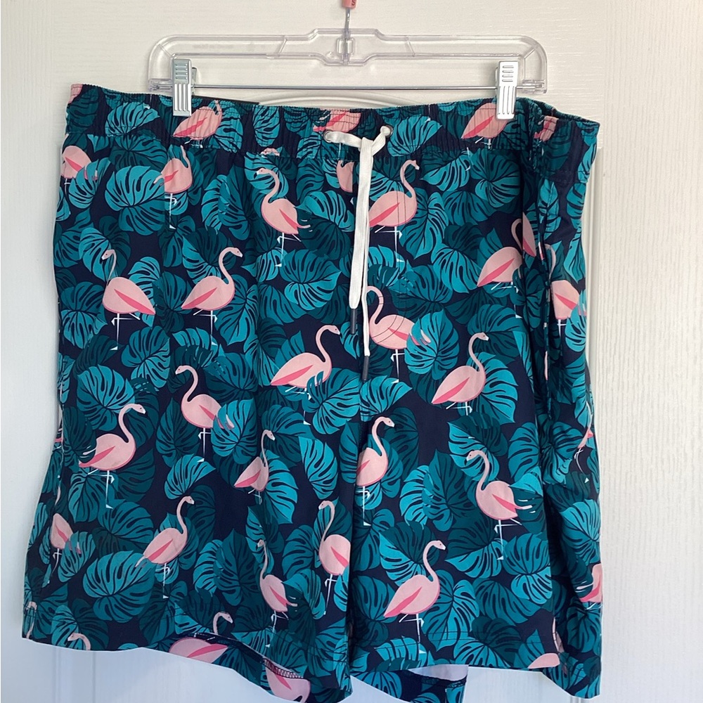 Members Mark Tropical Flamingo Swim Trunks - Pink & Teal 2XL BNWT